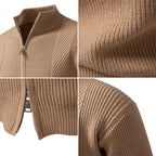 Herren modische Strickjacke mit Stehkragen und durchgehendem Reißverschluss R&B