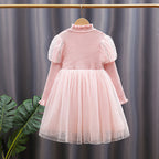Mädchen festliches Tüllkleid mit glitzernden Applikationen und Rüschen R&B