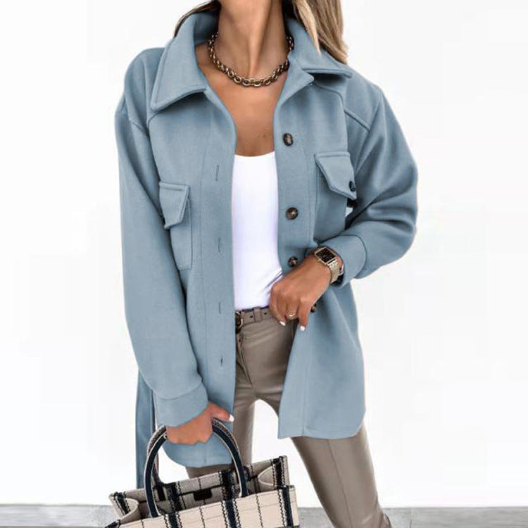 Damen Utility-Jacke mit modischem Gürtel und praktischen Taschen R&B