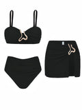 Damen Bikiniset mit elegantem Wickelrock und modischem Design R&B