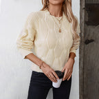 Damen Strickpullover mit dekorativem Zopfdesign und komfortabler Passform
