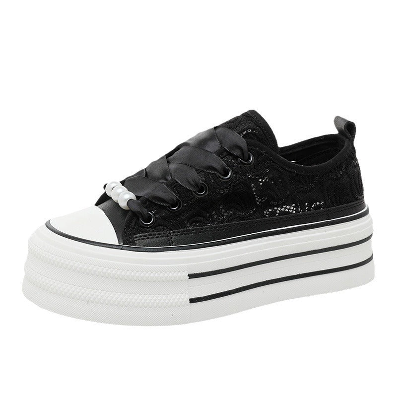 Damen Plateausneaker mit elegantem Spitzen-Design und modischen Akzenten R&B