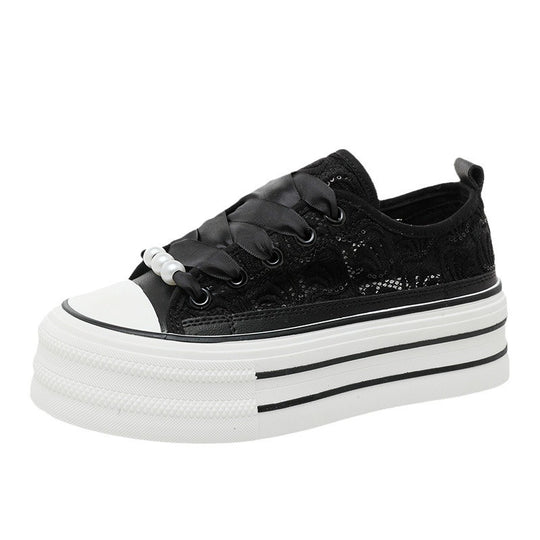 Damen Plateausneaker mit elegantem Spitzen-Design und modischen Akzenten R&B
