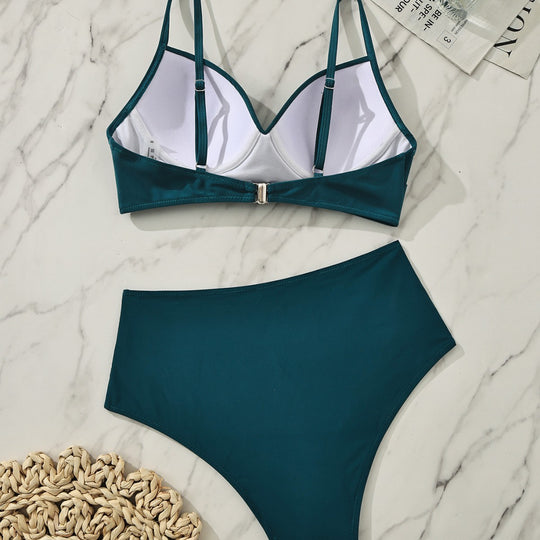 Damen Hochgeschnitten Bikini mit Wickel-Oberteil R&B