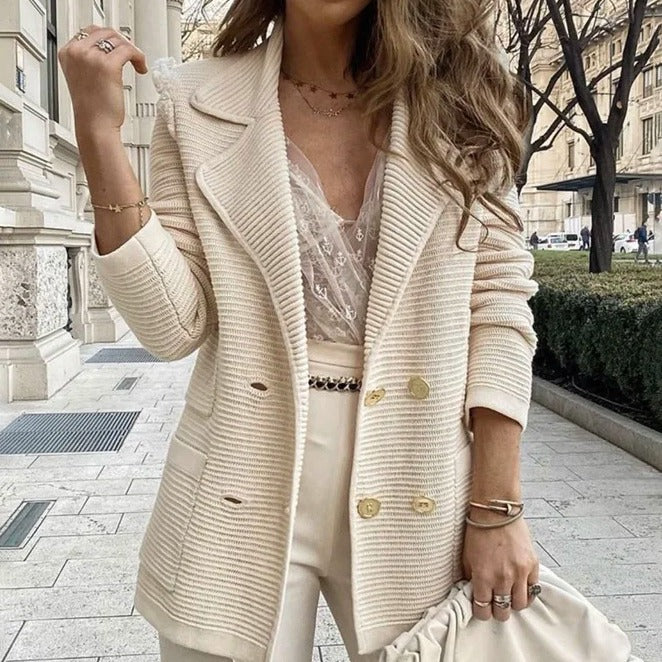 Damen geschneiderte Strickjacke mit doppelter Knopfleiste R&B