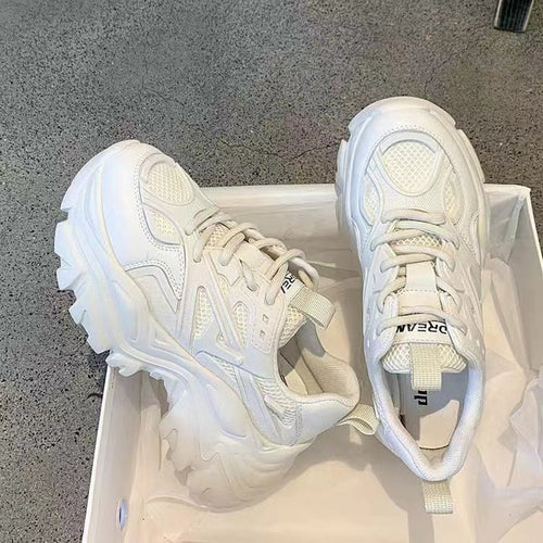 Damen modische Chunky Sneakers mit atmungsaktivem Obermaterial und ergonomischer Sohle R&B