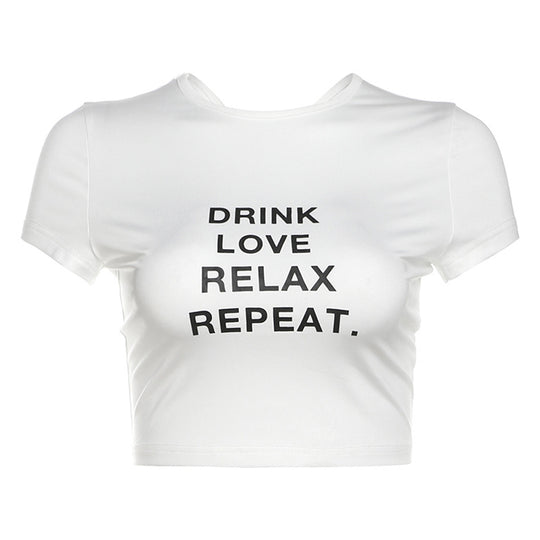 Damen cropped T-Shirt mit Motivdruck R&B
