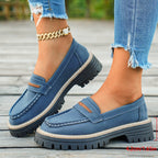 Damen Chunky Loafers mit rutschfester Sohle und dekorativem Riemen