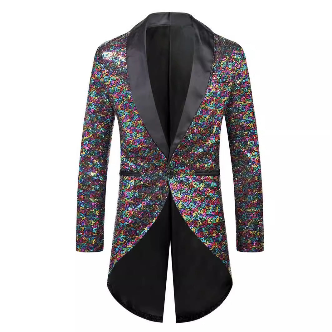 Herren Glitzernder Anzugblazer mit elegantem Schalkragen R&B