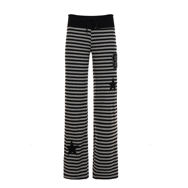 Damen Freizeithose mit gestreiftem Muster und praktischen Seitentaschen R&B