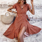 Damen Wickelkleid mit Punkten und fließendem Schnitt R&B