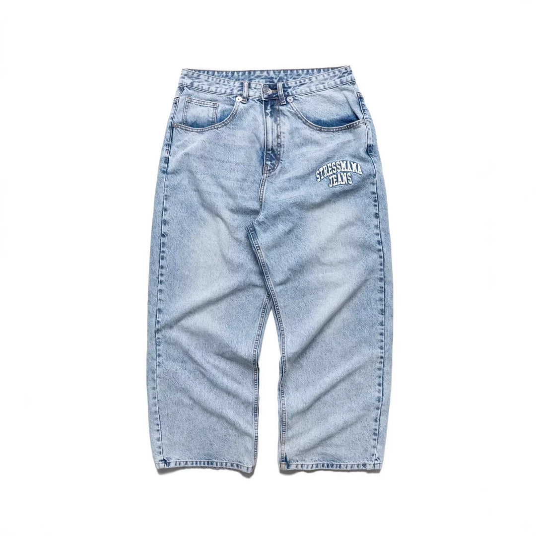 Damen weite Denim-Jeans mit stilvollem Stickdesign R&B
