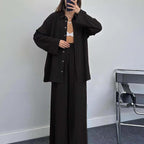 Damen lässiges Übergrößen-Hemd und lockere Hose Set R&B