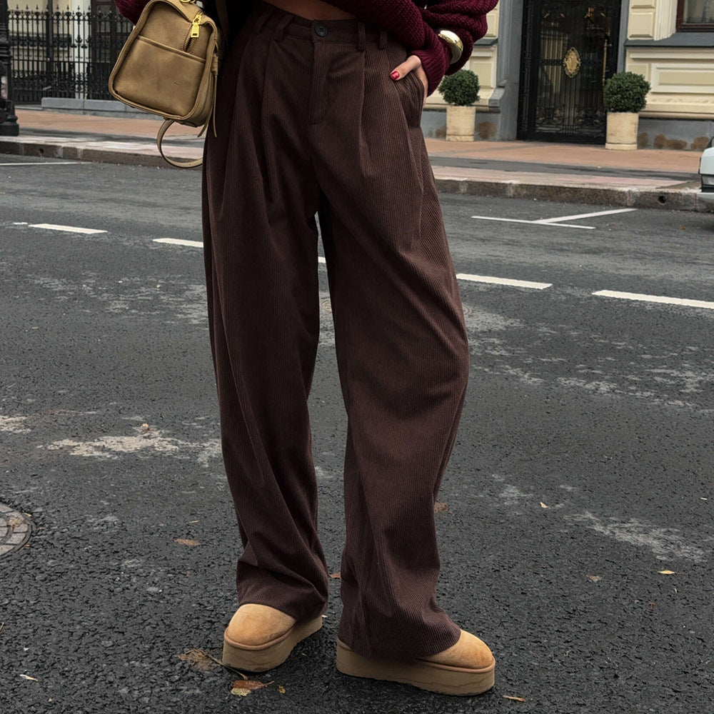 Damen Weite Cordhose mit Falten R&B