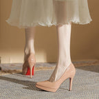Damen elegante Plateau-Pumps mit glänzendem Lackfinish R&B