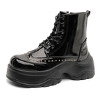 Damen Trendige Stiefeletten mit funkelnden Nieten und robuster Sohle