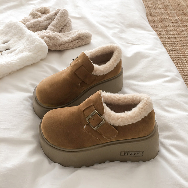 Damen Komfort Clogs mit warmem Kunstfell und modischem Riemen R&B