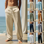 Herren nan lockere Leinen-Baumwoll-Freizeithose mit elastischem Bund und Kordelzug R&B
