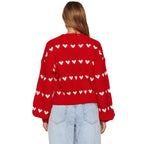 Damen Strickpullover mit Herzmuster und lässigem Schnitt R&B