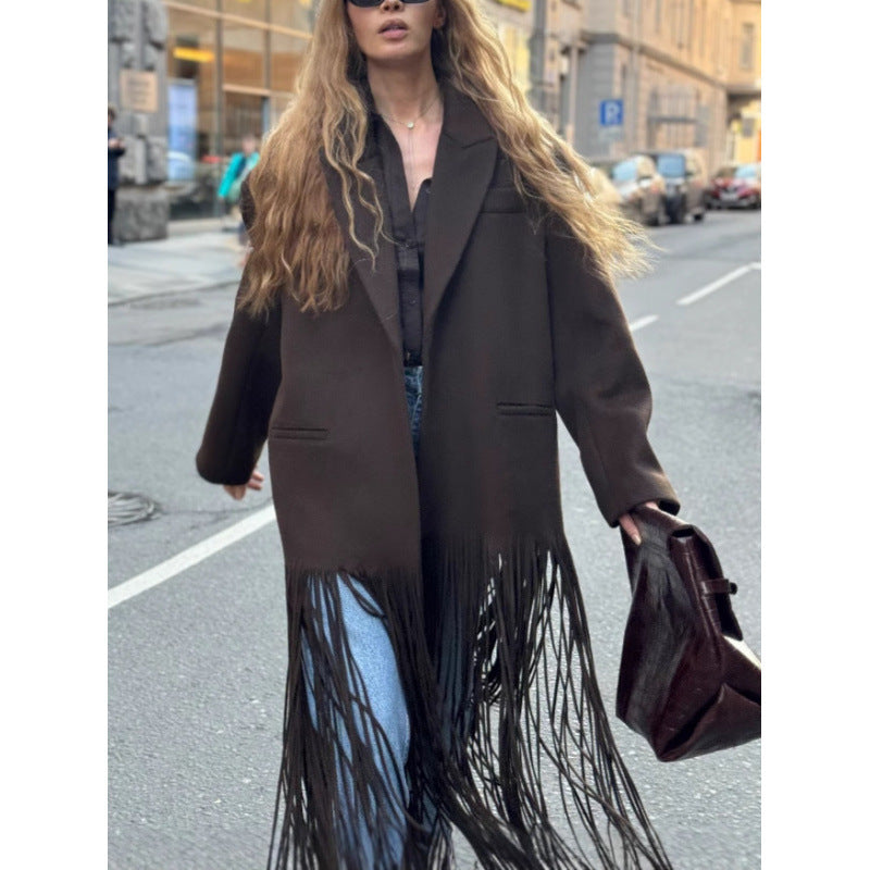 Damen Oversized Fransenjacke R&B