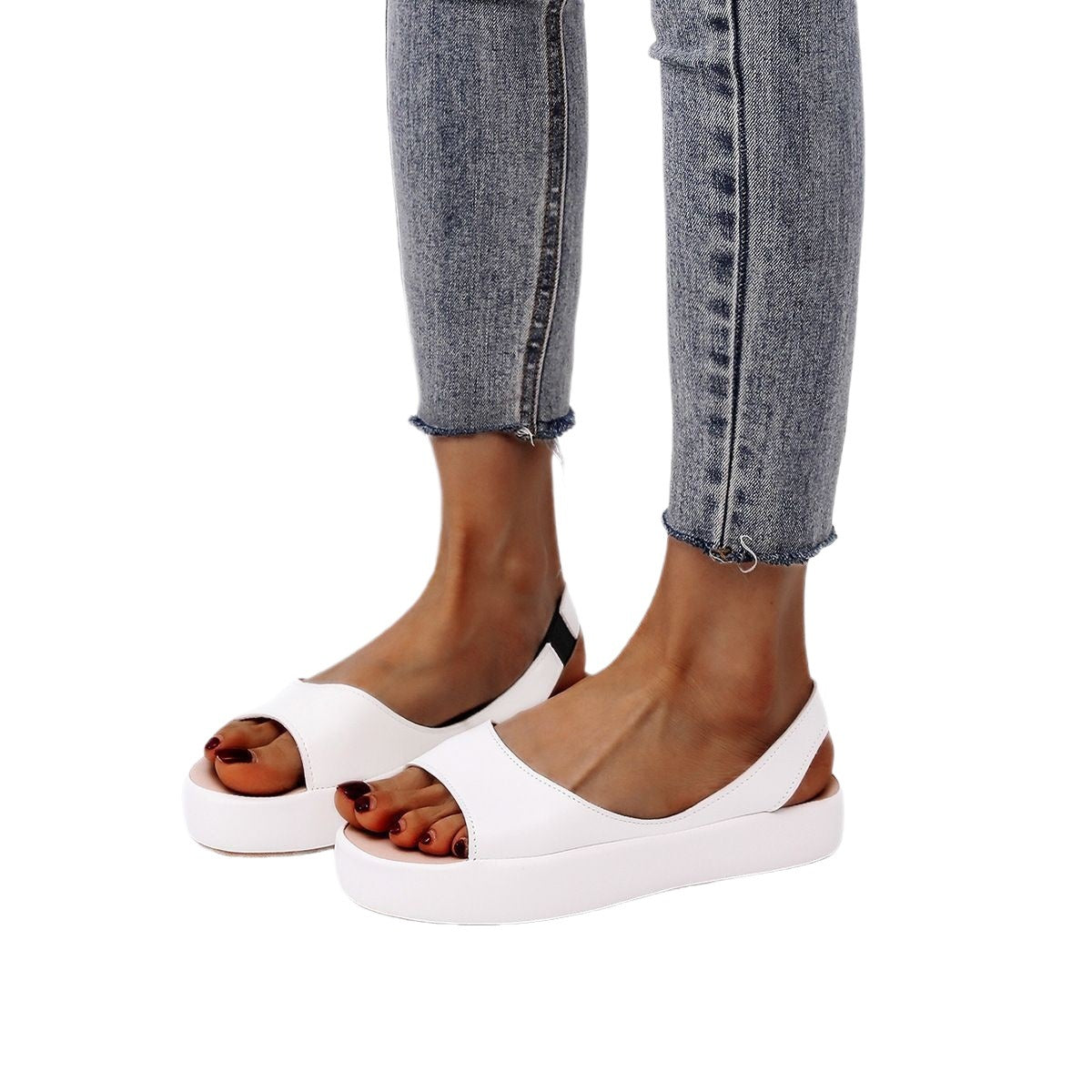 Damen Komfortable Offene Sandalen mit elastischem Riemendesign R&B