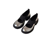 Damen Ballerina mit elastischen Kreuzriemen und modischem Blockabsatz