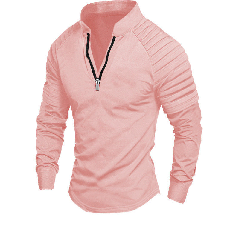 Herren Trainingsshirt mit hohem Kragen und dezentem Reißverschluss R&B