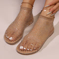 Damen Glitzernde Netzsandalen mit funkelnden Strassapplikationen R&B