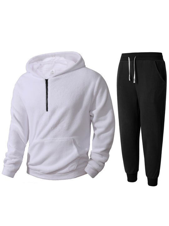Herren kuscheliges Fleece-Hoodie und Jogginghose Set R&B