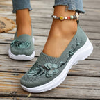 Damen Bequeme Slip-On Sneakers mit Blumenstickerei