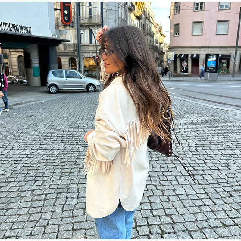 Damen Fransenjacke aus weichem imitat R&B