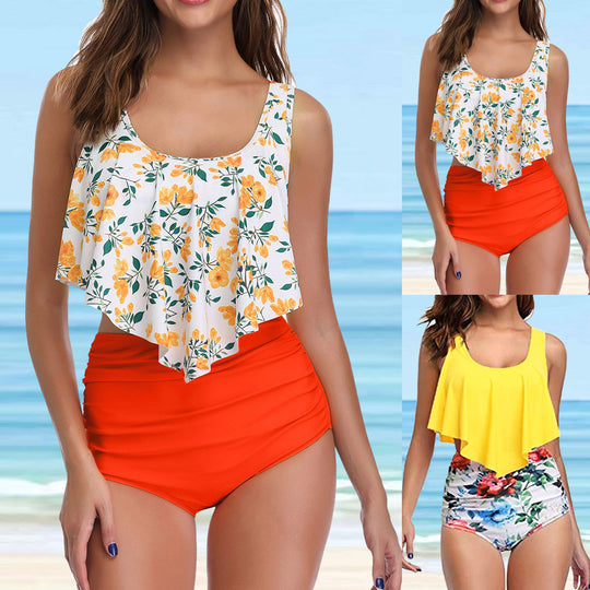 Damen Modisches Tankini-Set mit floralem Unterteil und lässigem Oberteil R&B