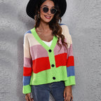 Damen Grobstrickjacke mit knopfdetails und modischem Farbspiel R&B
