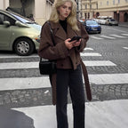 Damen modische cropped Jacke im Trench-Stil R&B