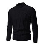 Herren Strickpullover mit Zopfmuster und hohem Kragen R&B