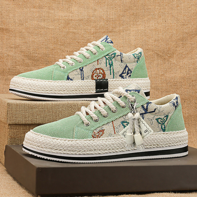 Damen Baumwoll Sneakers mit modernem Design und Jute-Details R&B
