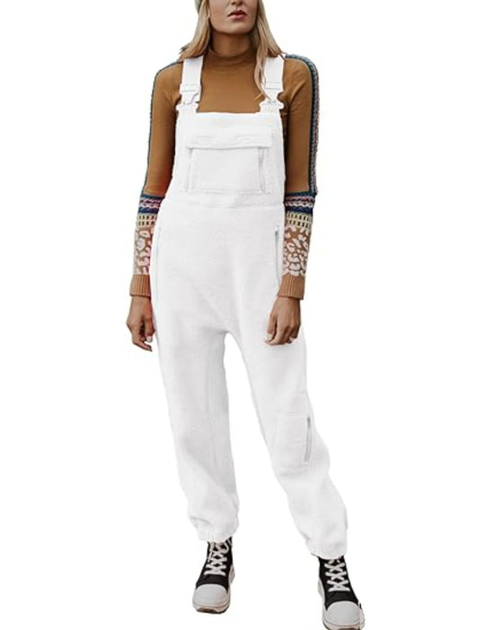 Damen Flauschiger Overall mit verstellbaren Trägern und Eingrifftaschen R&B
