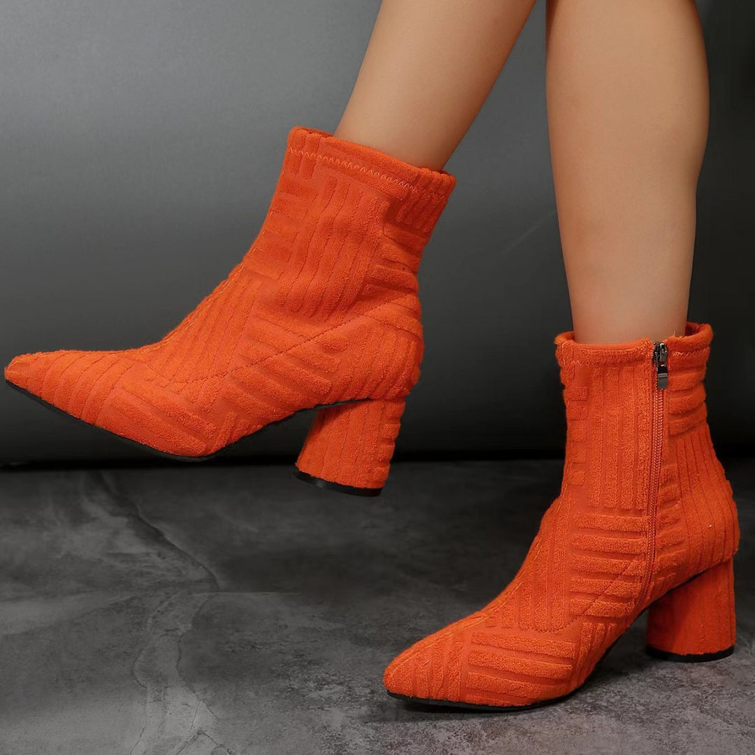 Damen Stiefeletten mit zeitgemäßem Strickdesign und komfortablem Blockabsatz R&B
