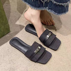 Damen Bequeme Schlappen mit modischem Riemen und elegantem Schnallenverschluss