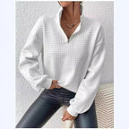 Damen Pullover mit strukturiertem Design und kurzem Reißverschluss