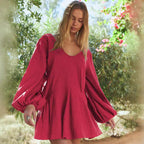 Damen lässiges Wickelkleid mit tiefem V-Ausschnitt und ärmellosem Design R&B