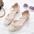 Damen Elegante Ballerinas mit praktischem Riemchen und dekorativem Knoten