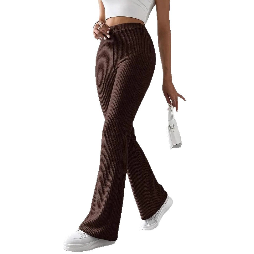 Damen Strickhose mit weitem Bein und Rippstruktur R&B