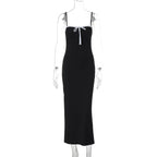 Damen Schickes Casual-Midikleid mit verstellbaren Spaghetti-Trägern R&B
