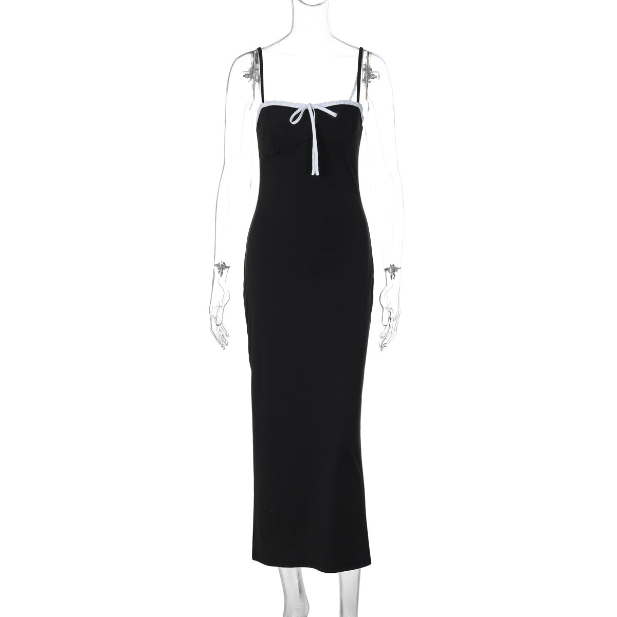 Damen Schickes Casual-Midikleid mit verstellbaren Spaghetti-Trägern R&B