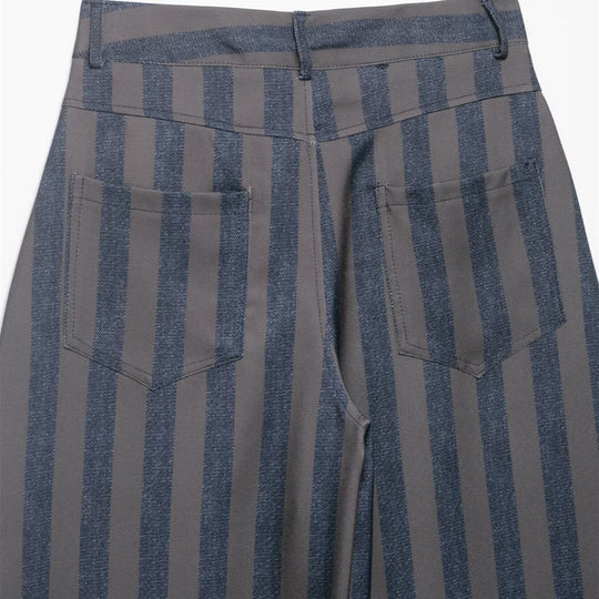 Damen weite High-Waist-Hose mit stilvollem Streifenmuster R&B