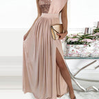 Damen Elegantes Abendkleid mit schimmerndem Oberteil und voluminösem Rock R&B