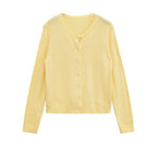 Damen leichte Strickjacke mit schlichten Knöpfen und eleganter Passform R&B