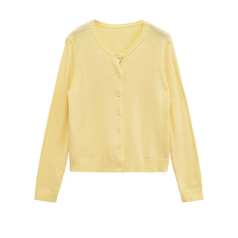 Damen leichte Strickjacke mit schlichten Knöpfen und eleganter Passform R&B