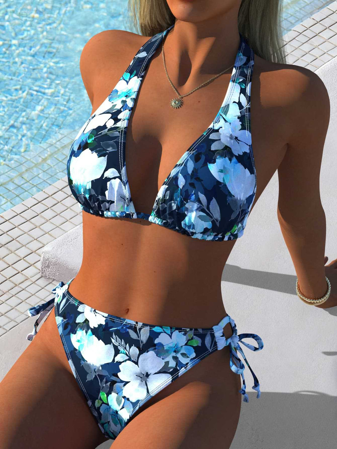 Damen Triangel-Bikini mit elegantem Animal-Print und verstellbaren Trägern R&B
